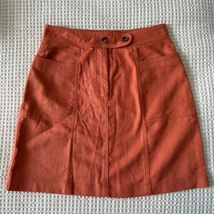 Burnt Orange Double Button Rust Skirt